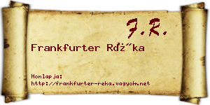 Frankfurter Réka névjegykártya